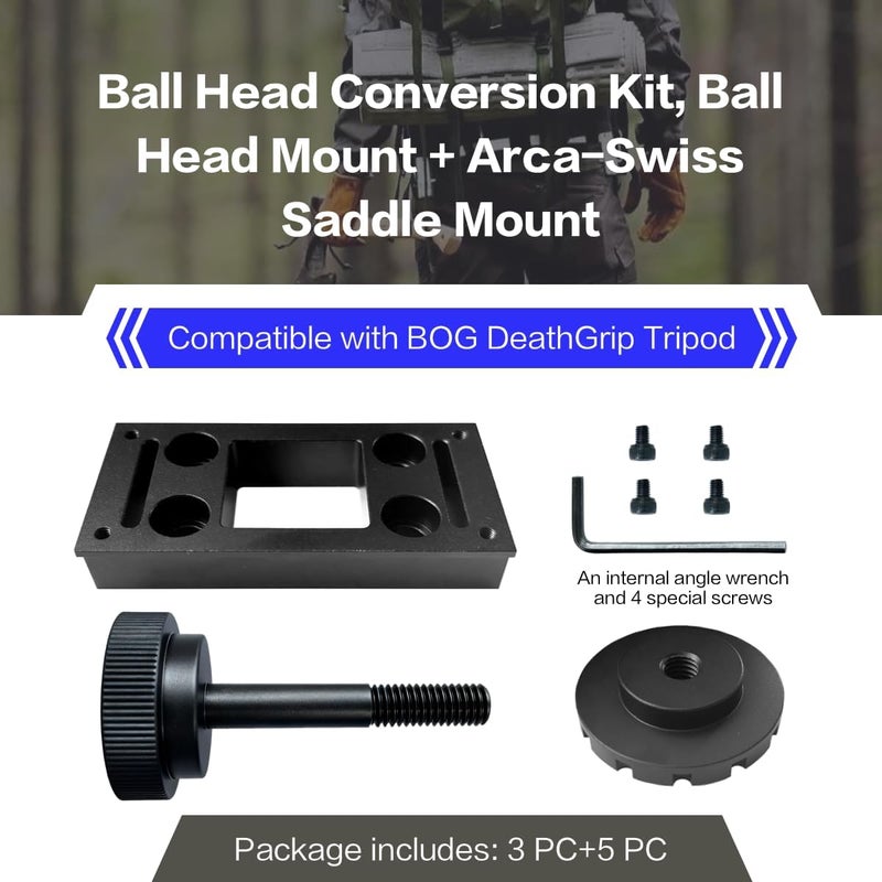 KPY Ball Head Conversion Kit, Ball Head Mount + Arca-Swiss Saddle Mount - Image 2